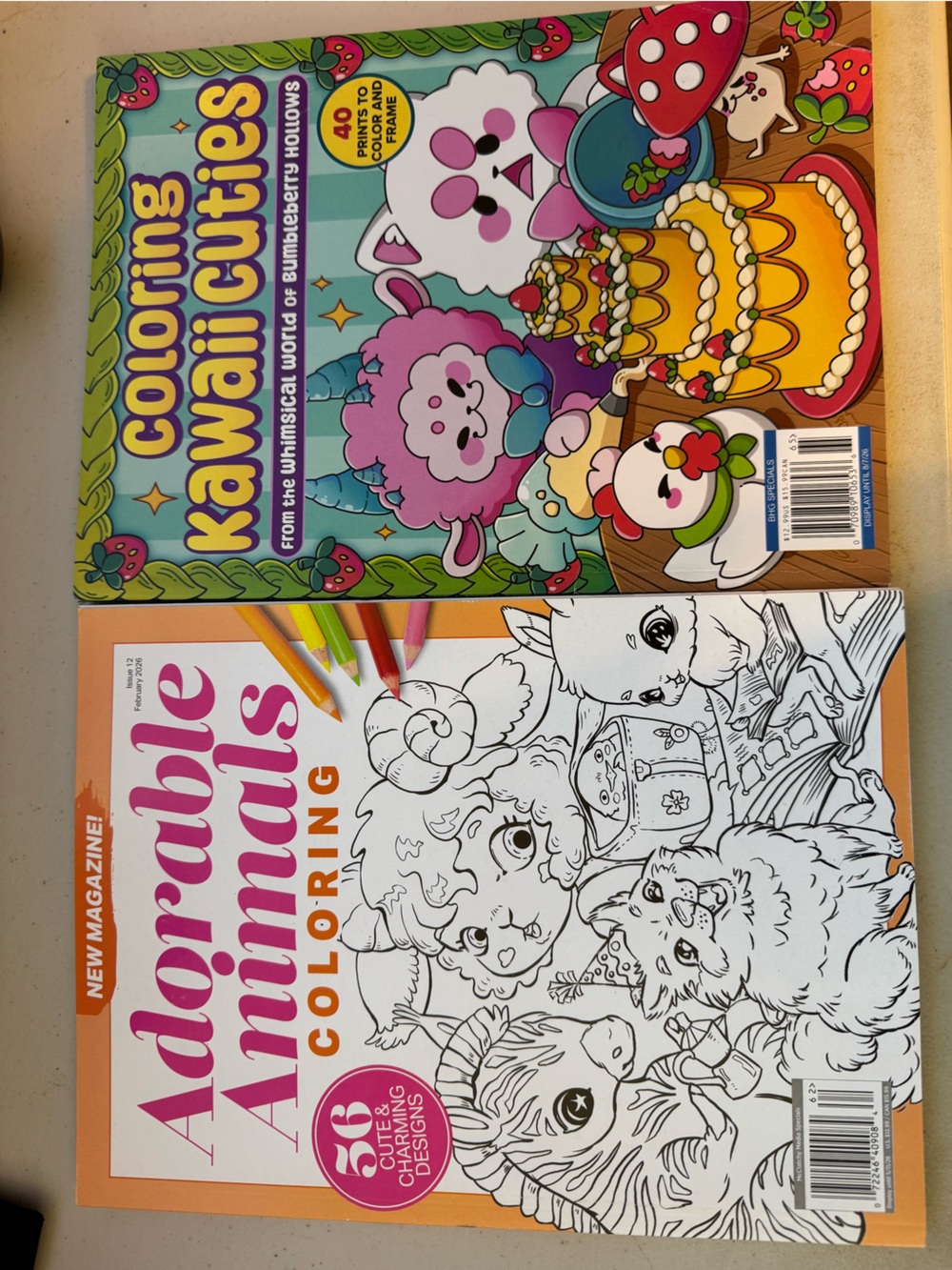 Set of 2 Coloring Kawaii Cuties Coloring Book - Multicolor& Adorable Animals